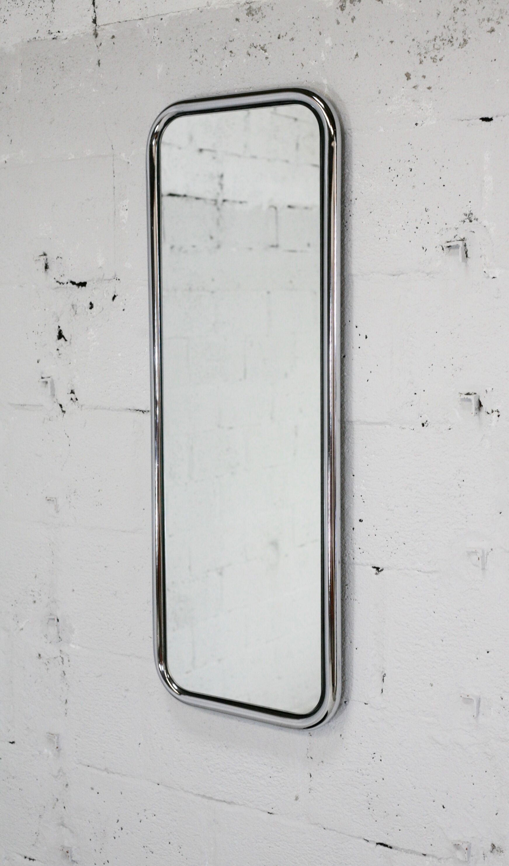 Pair of 70s tubular mirrors, chrome steel