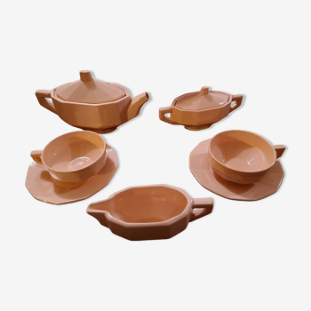 Longwy ceramic pink coffee tea set