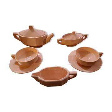 Longwy ceramic pink coffee tea set