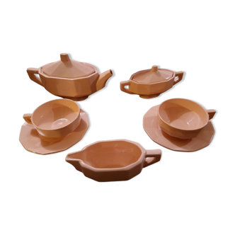 Longwy ceramic pink coffee tea set
