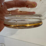 Antique blown glass carafe, enamelled with floral decoration, in the style of Legras.