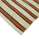 Hand-knotted turkish unique 1970s 185 cm x 347 cm multicolor hemp kilim carpet