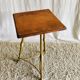 English side table in brass and solid wood - late 19th century