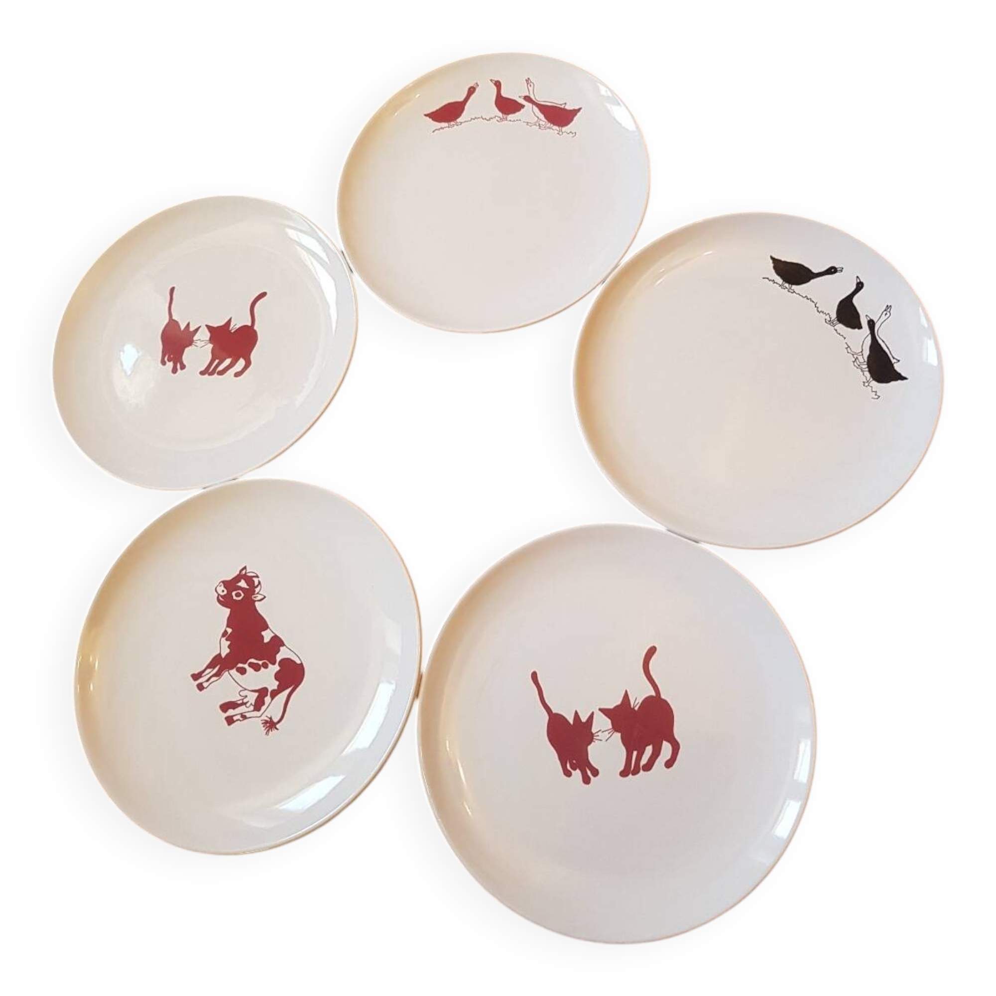 Set of 5 vintage dessert plates from Lunéville.