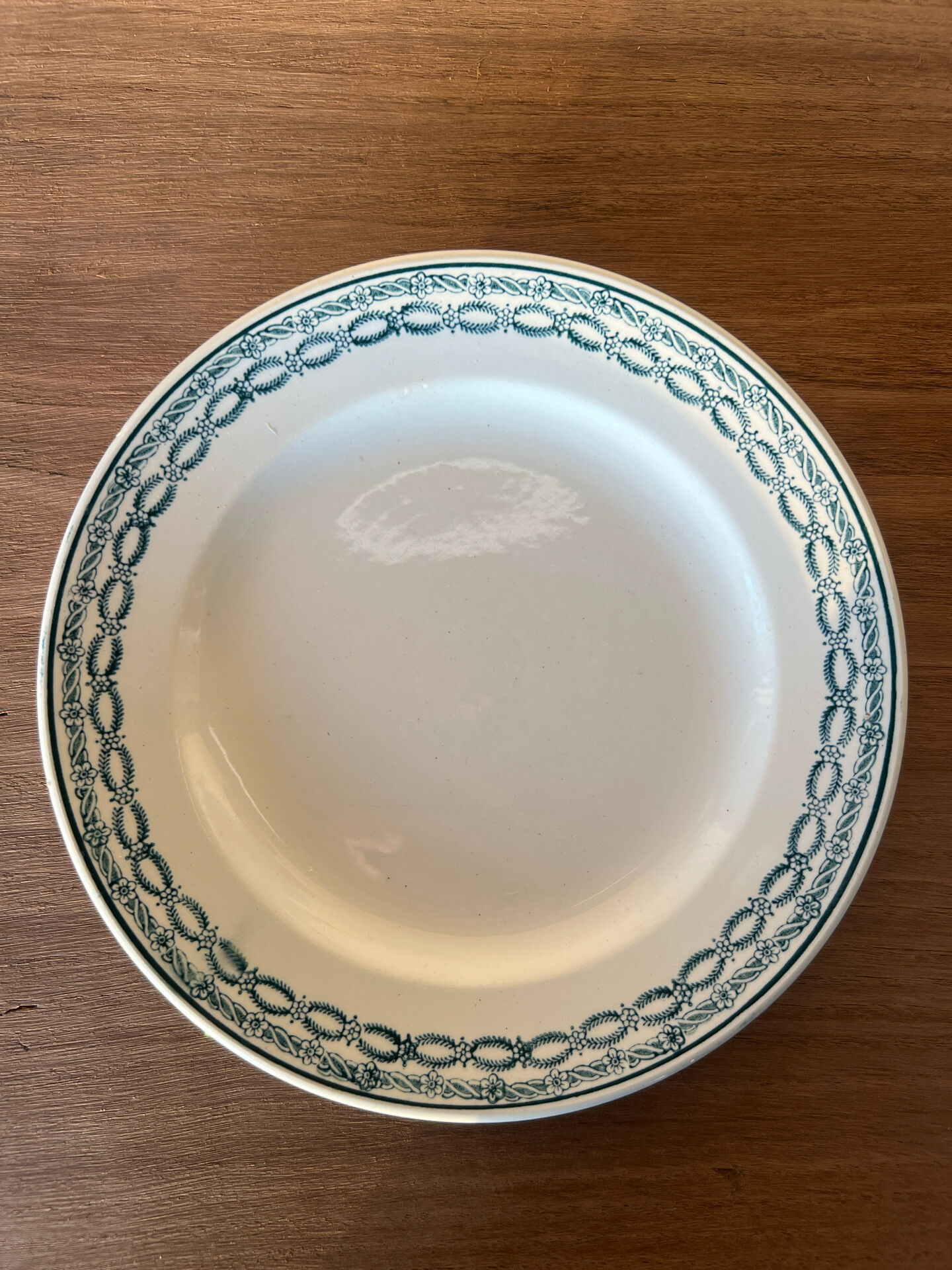 Assiette plate St Amand 4014 décor bleu vert