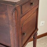 Antique bedside table in wood and marble