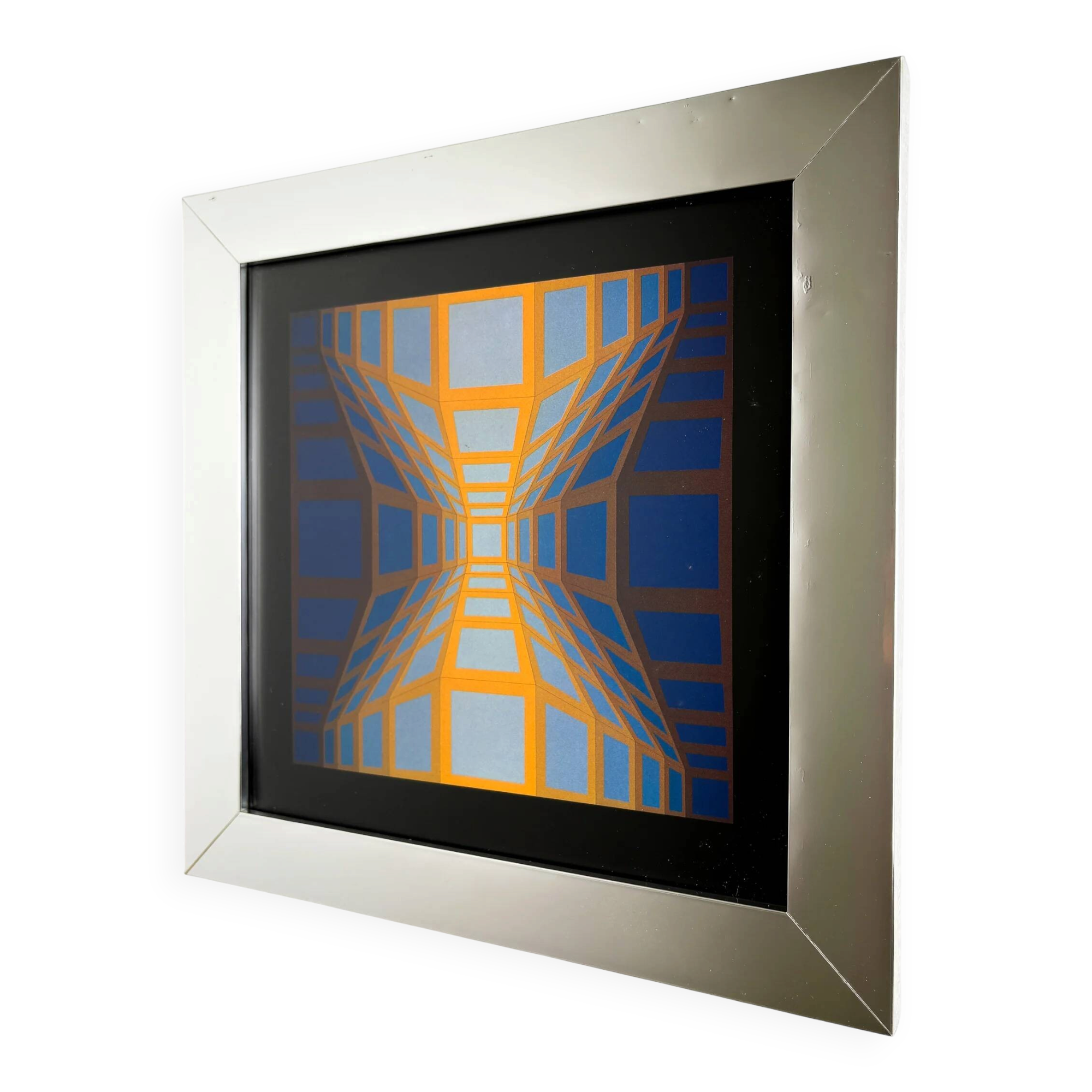 Victor Vasarely, optical composition, circa 1970s, offset print, framed