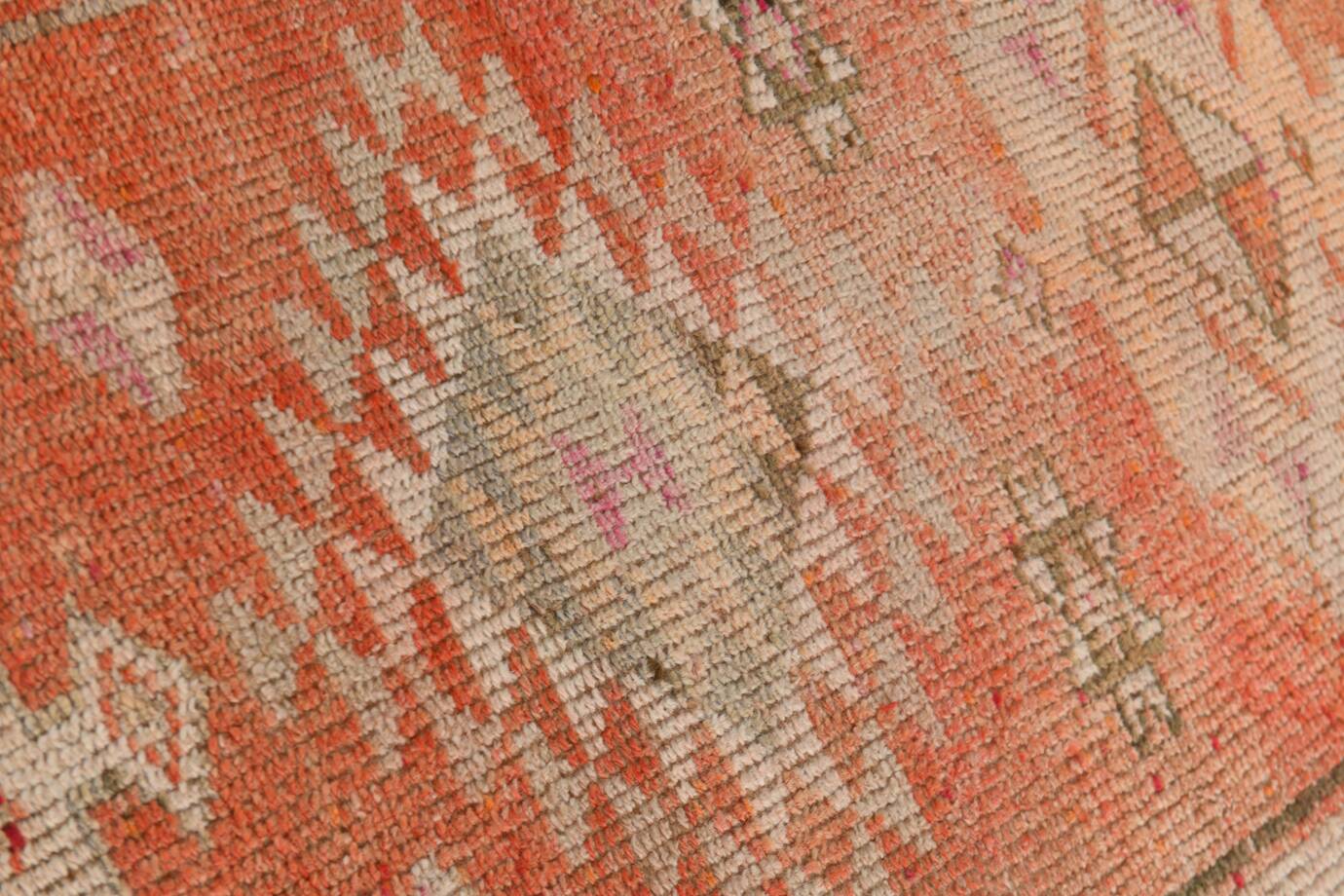 3x13 Faded Somon Distressed Hanmade Rug, Vintage Turkish Runner, 84x390Cm