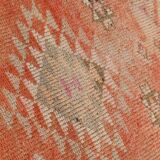 3x13 Faded Somon Distressed Hanmade Rug, Vintage Turkish Runner, 84x390Cm