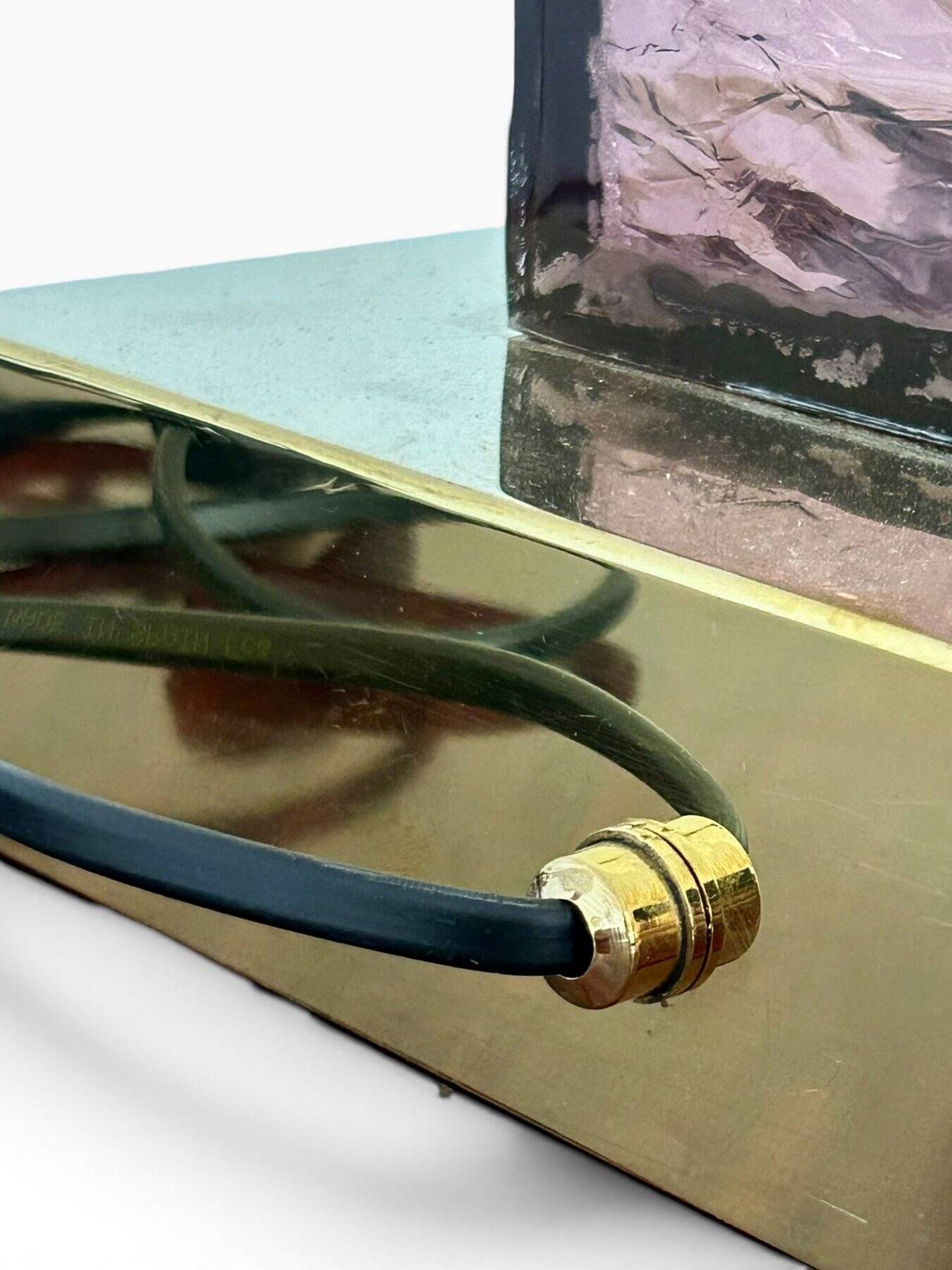 Lampe Attr. à Romeo Rega en lucite et laiton, 1970