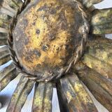 Ceiling or wall light with sun motif, brass, 1950s