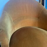 Vintage mustard yellow velvet toad armchair