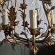 Rare suspension / antique chandelier with 5 lights - Flowers & Foliage in gilded metal