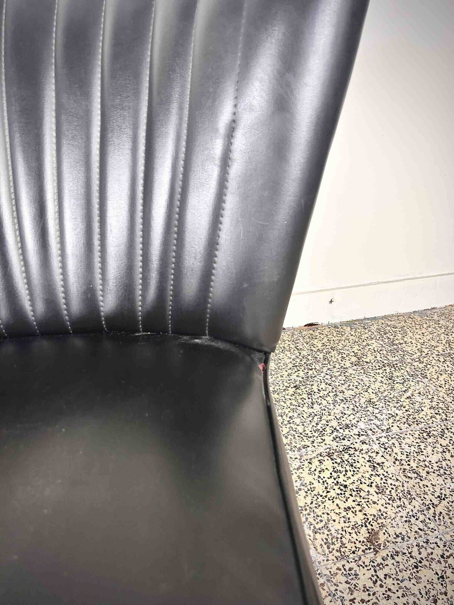 Pair of vintage club armchairs in black leatherette – 1950s