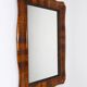 Square Biedermeier Carved & Scalloped Walnut Wall Mirror, Vienna, ca. 1850