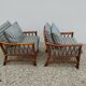 Pair of glacier blue rattan armchairs French Riviera vintage ép