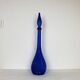 Carafe Empoli Italian bottle blue diamond glass, vintage