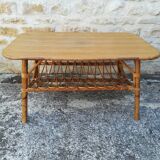 Rattan and bamboo coffee table