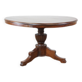 Wooden round 4-person dining table with detailed leg