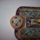 Old 18th-19th century inkwell with polychrome and salamander decoration