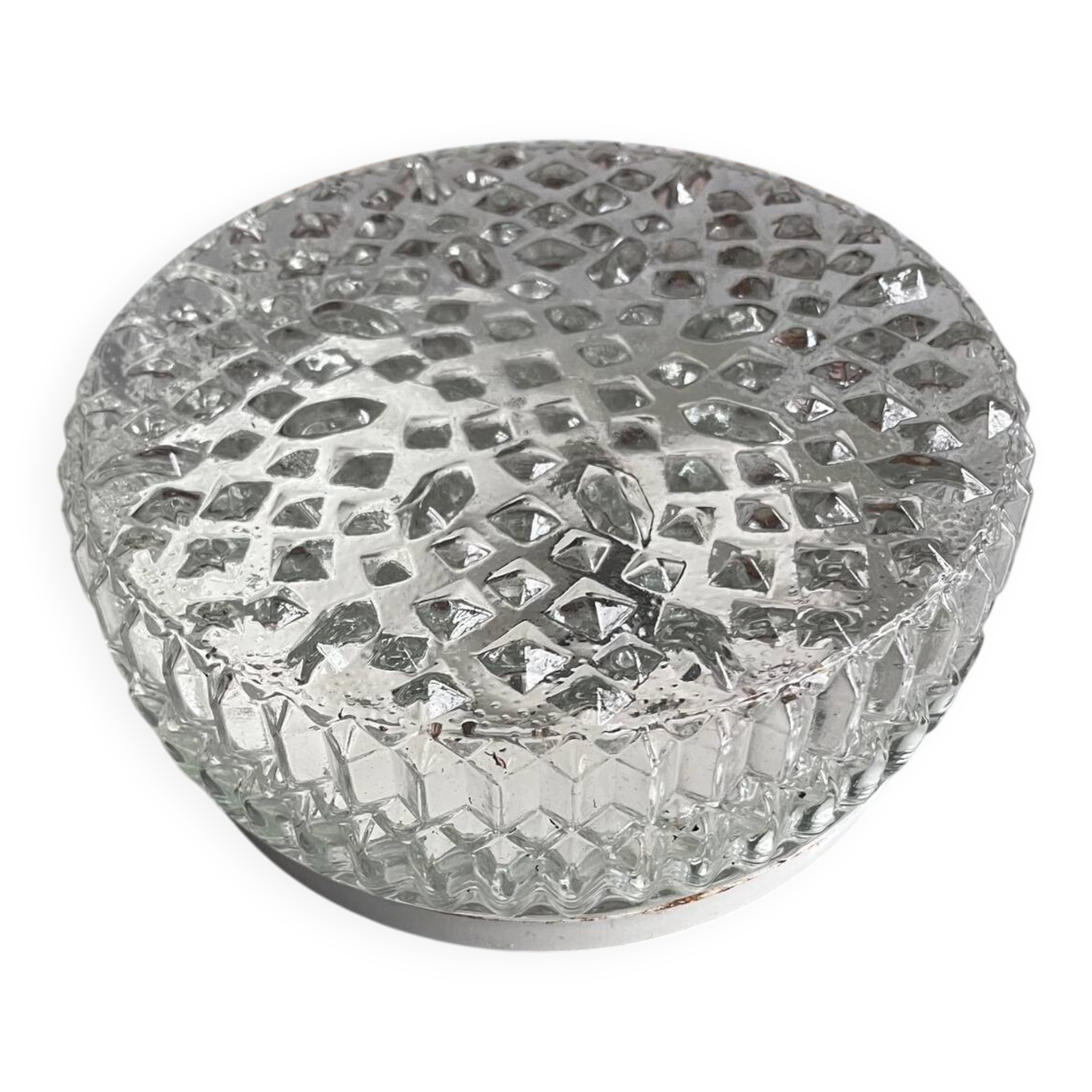 Plafonnier verre moulé vintage