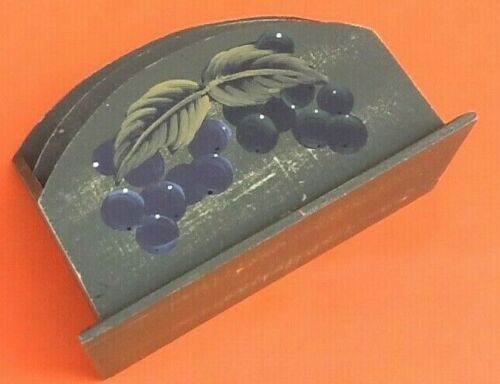 Painted wooden letter holder with fruit decoration