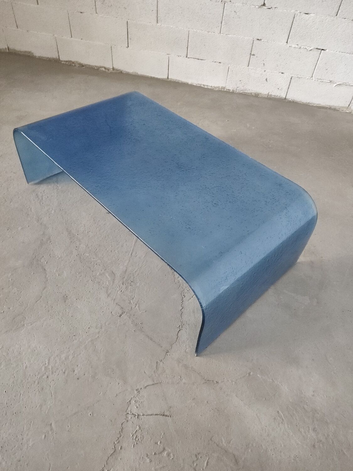 Vintage Italian blue glass coffee table