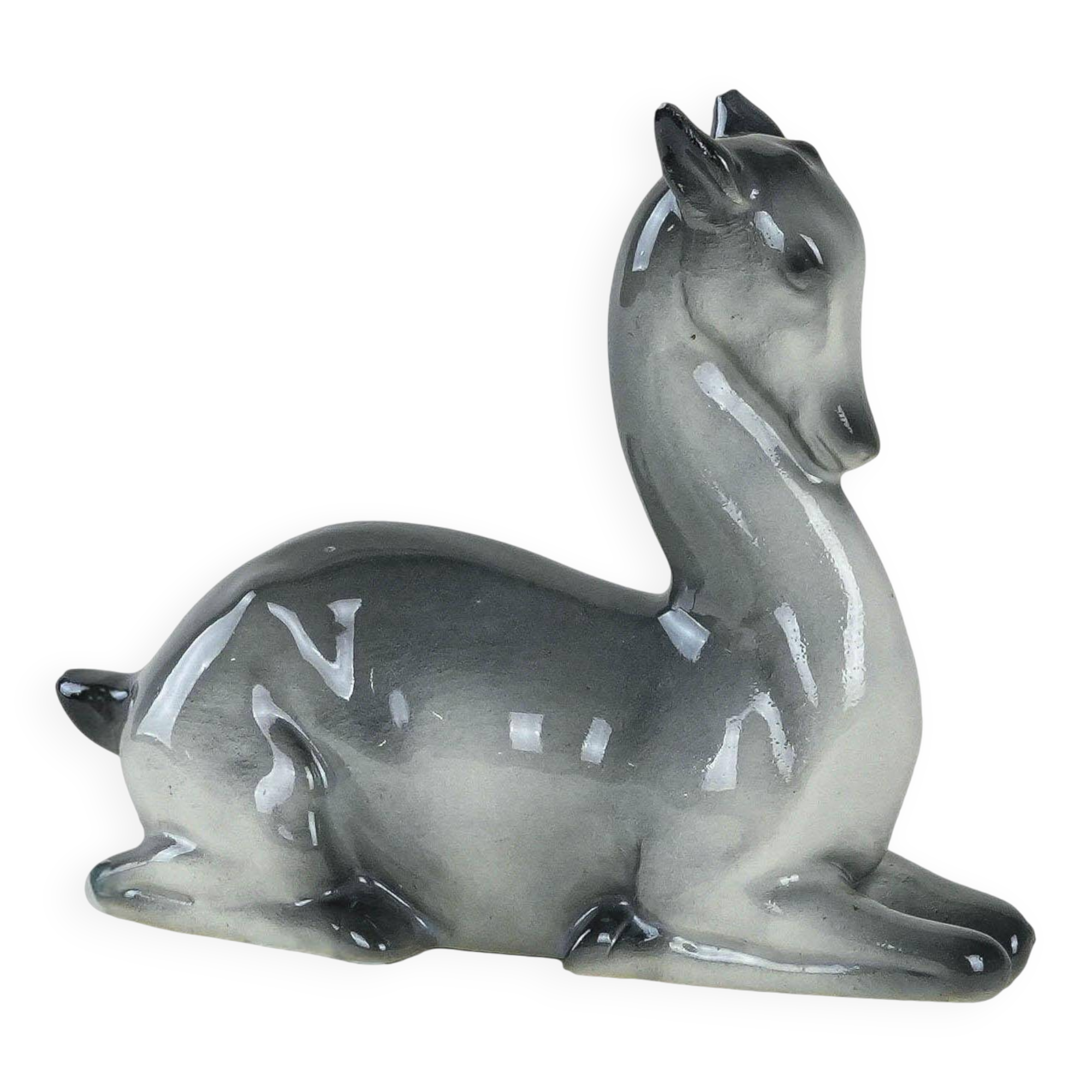 Ceramic deer figurine, Danish design, 1970s, production: Denmark