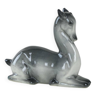Ceramic deer figurine, Danish design, 1970s, production: Denmark