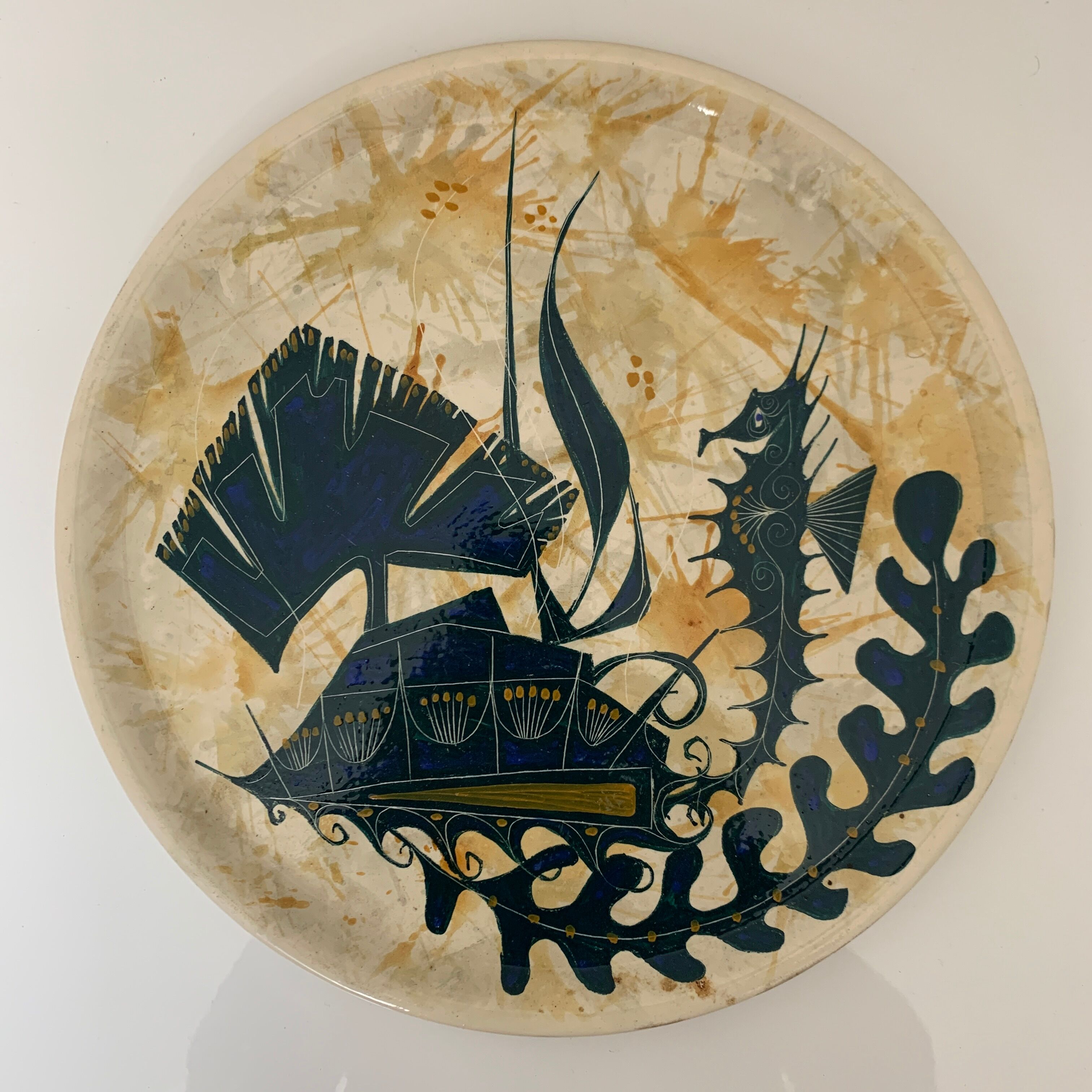 Decorative flat plate decoration decor of boat Goualch Jean Claude