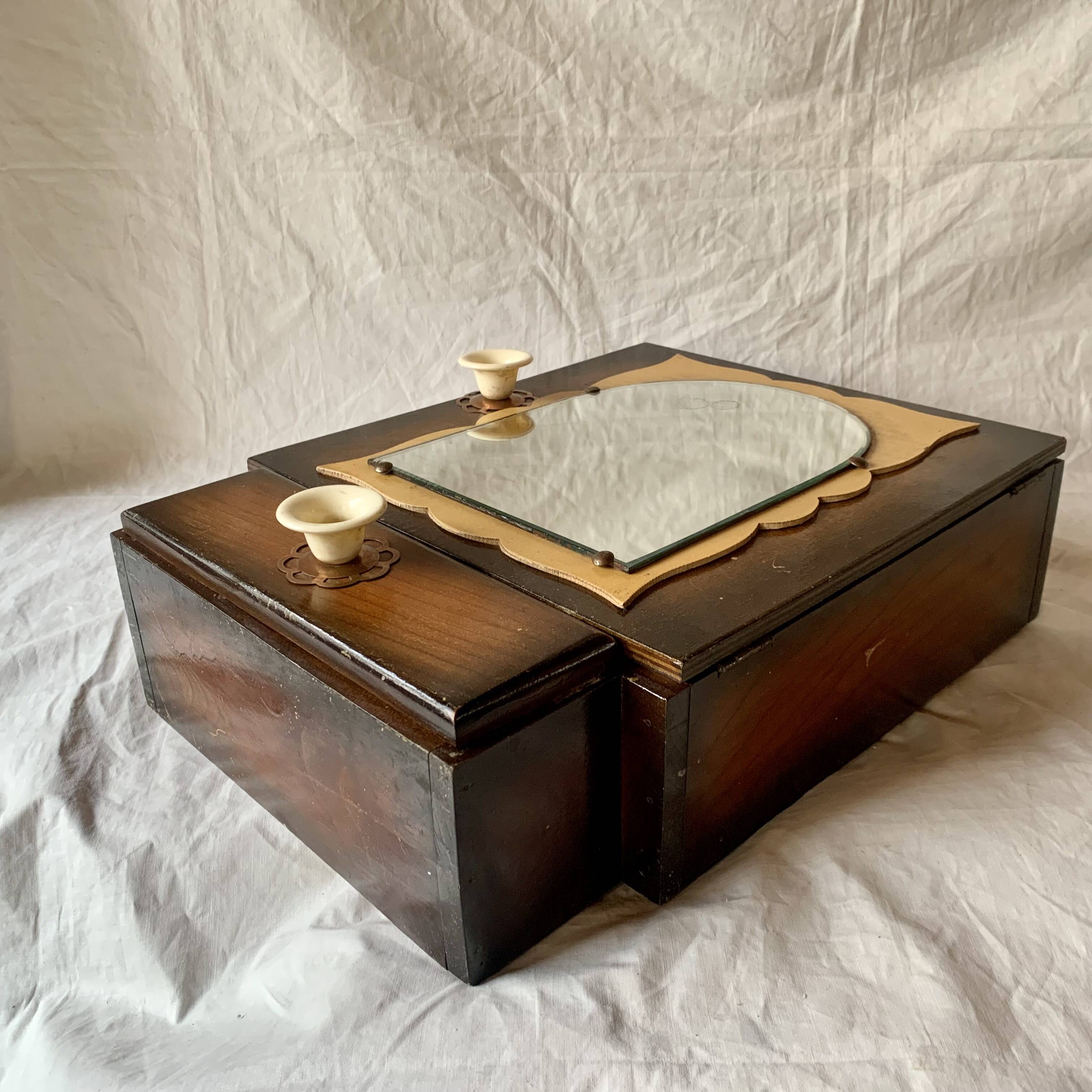 Small Art Deco wooden wall shelf