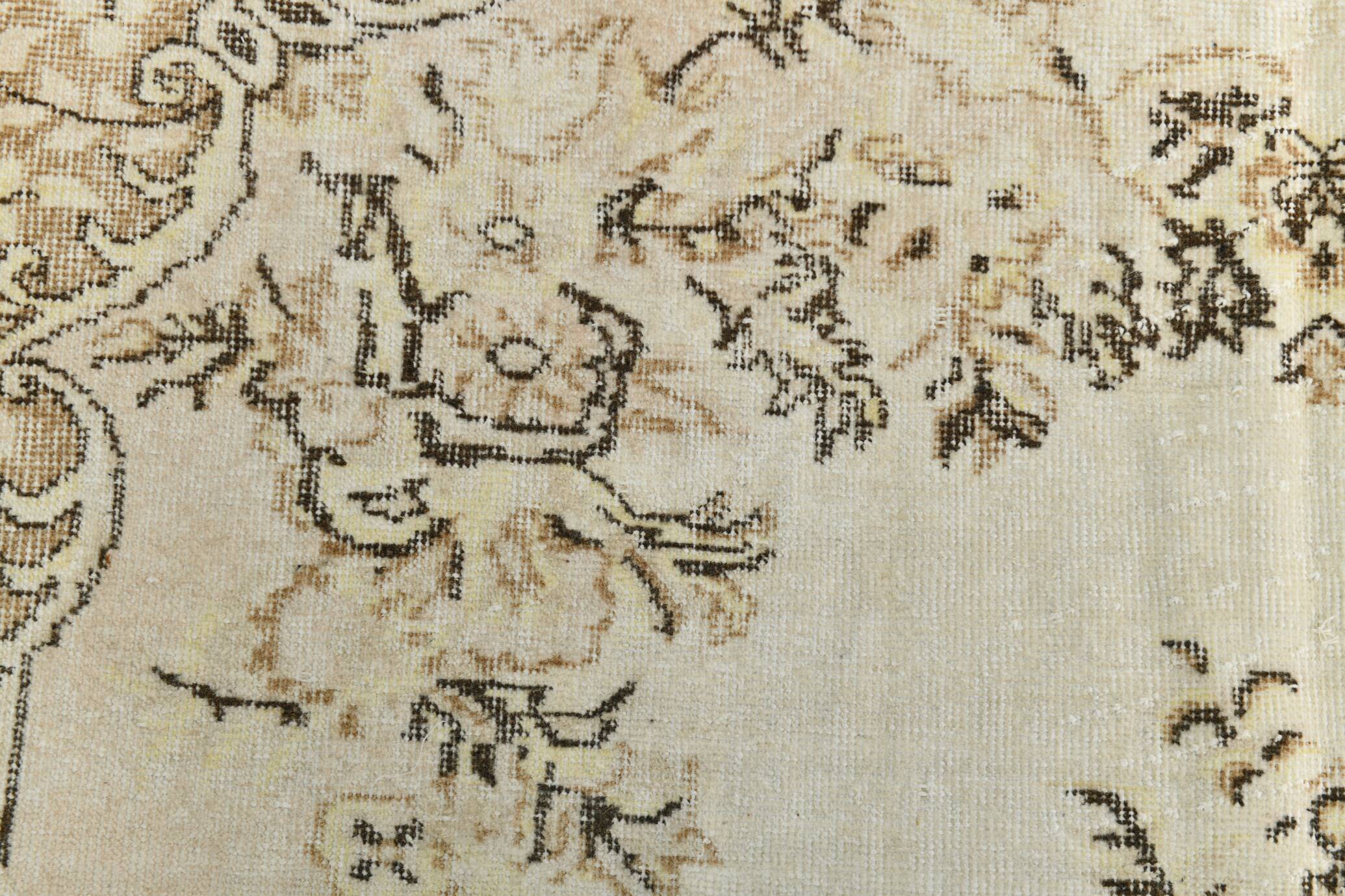 All-Over Floral Pattern Beige Brown Turkish Rug, 166x285Cm