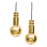 Pair of golden lamps, Denmark, 1950s