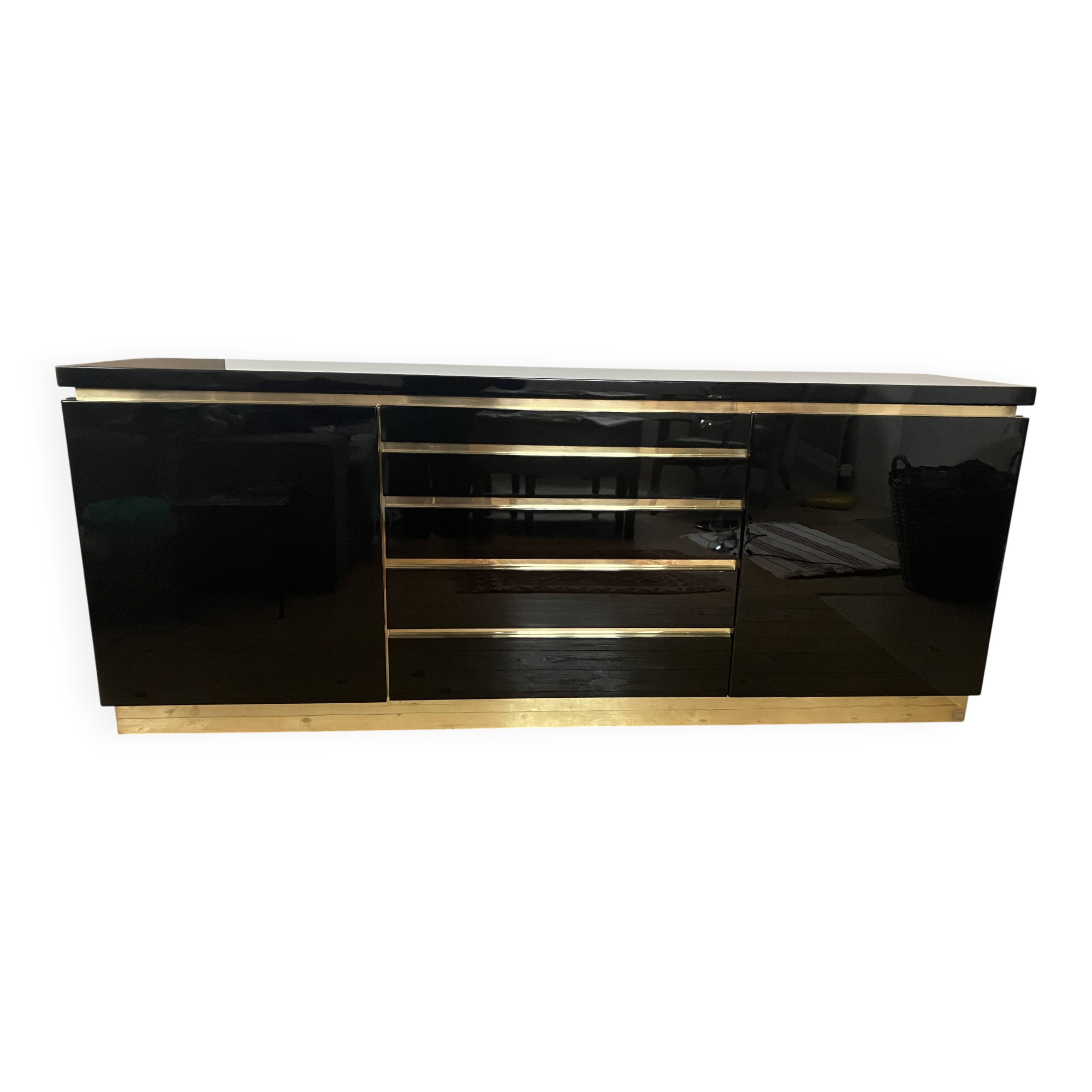 black lacquered sideboard by Jean Claude Mahey 1970