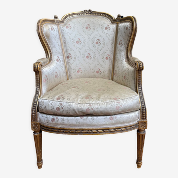 Louis XVI style shepherdess armchair in gilded wood 1900
