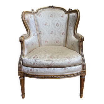 Louis XVI style shepherdess armchair in gilded wood 1900