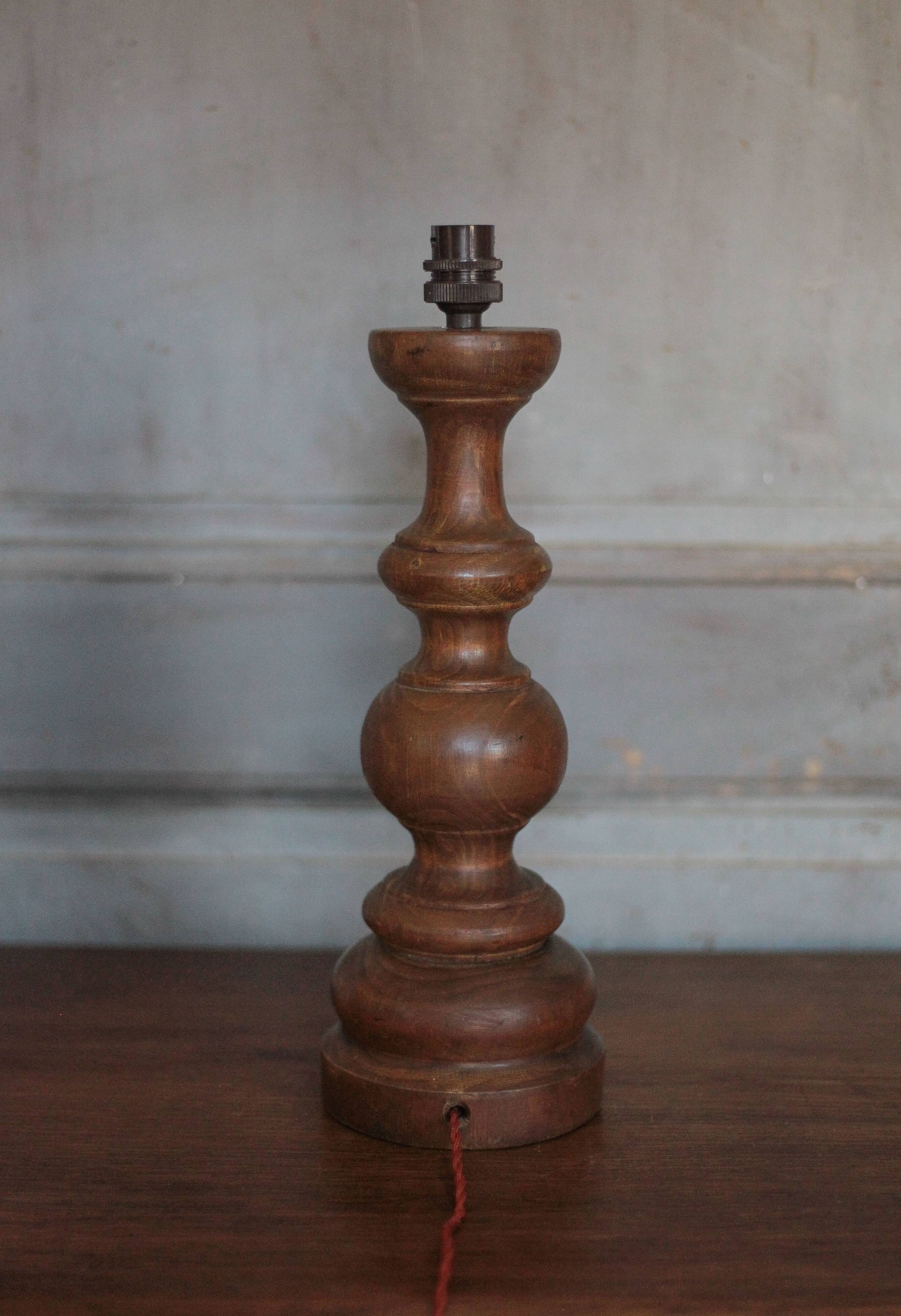 Turned wood lamp base, wooden lamp, table lamp, living room lamp