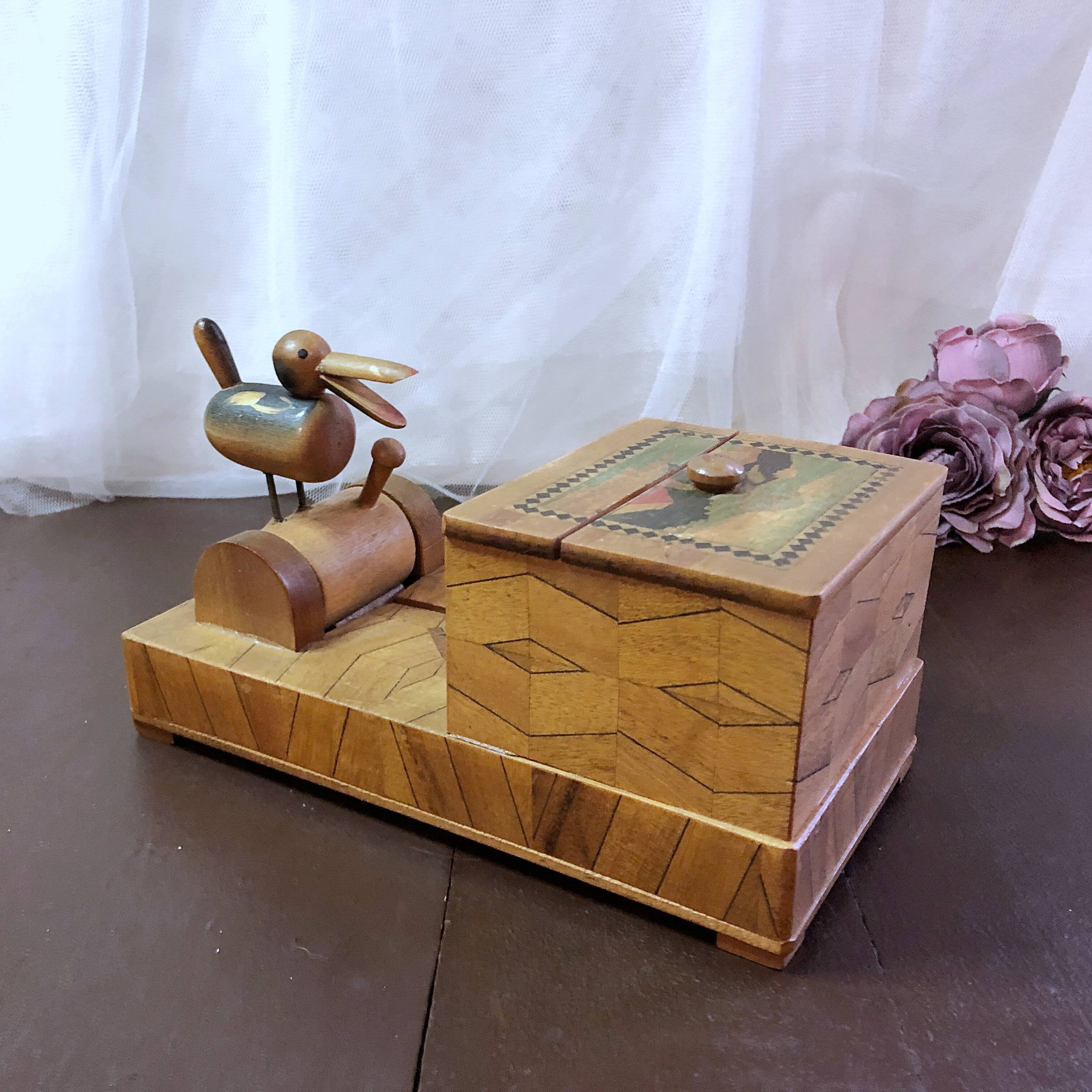 Cigarette dispenser inlaid wood Retro 30/40