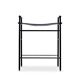 Pair of backless bar stools in blue leather and black metal.
