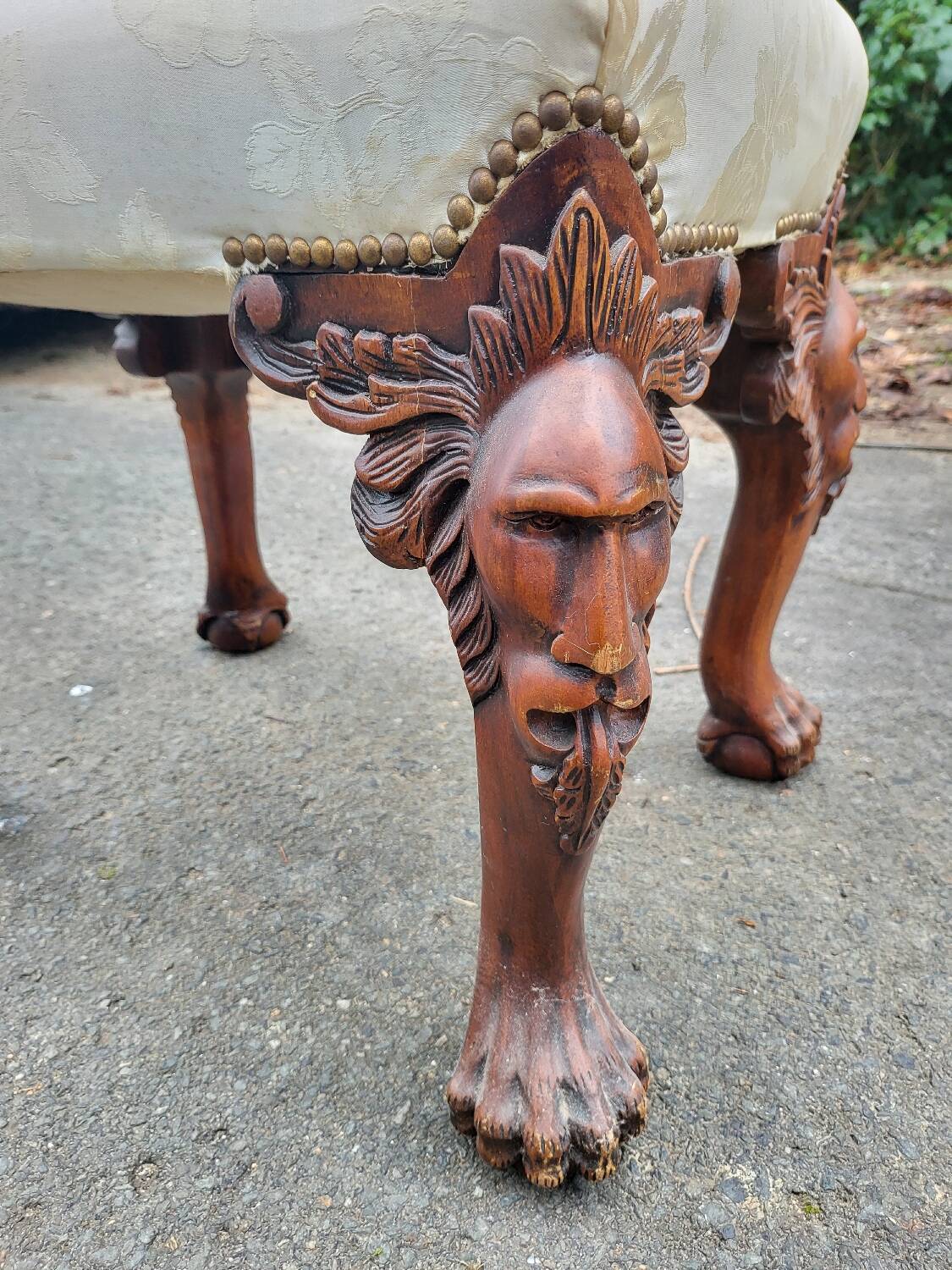 Antique carved wooden footrest – 19th - early 20th century