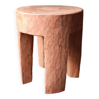 Carved solid wood stool or side table