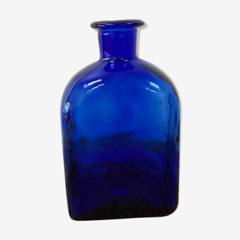 Flacon vase en verre bleu cobalt