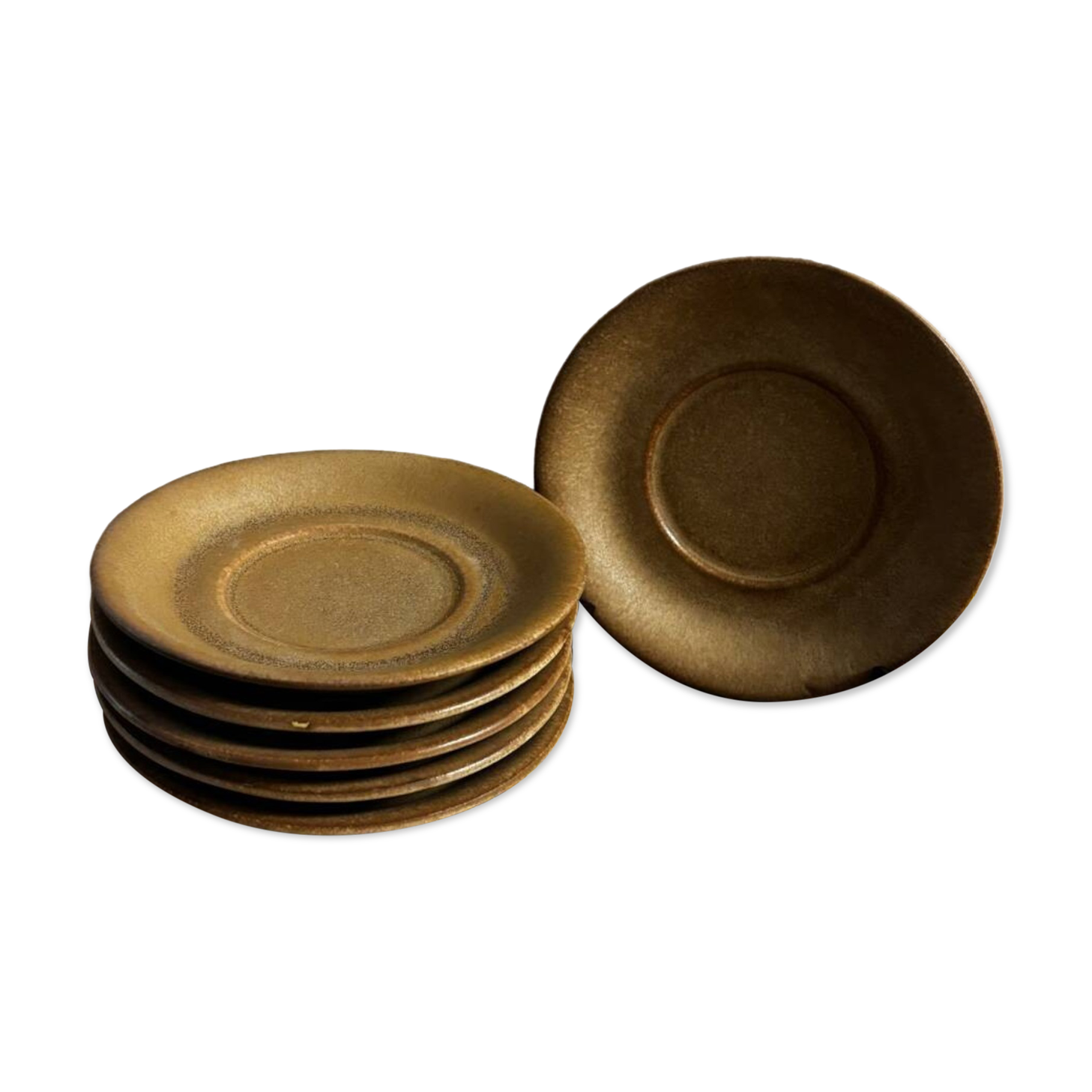 Set of 6 vintage brown saucers