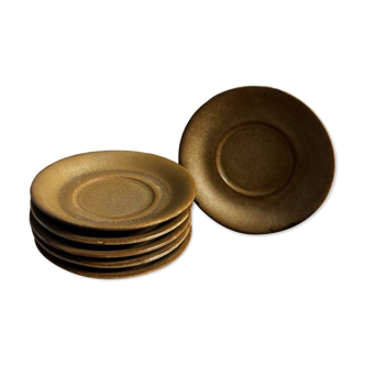 Set of 6 vintage brown saucers