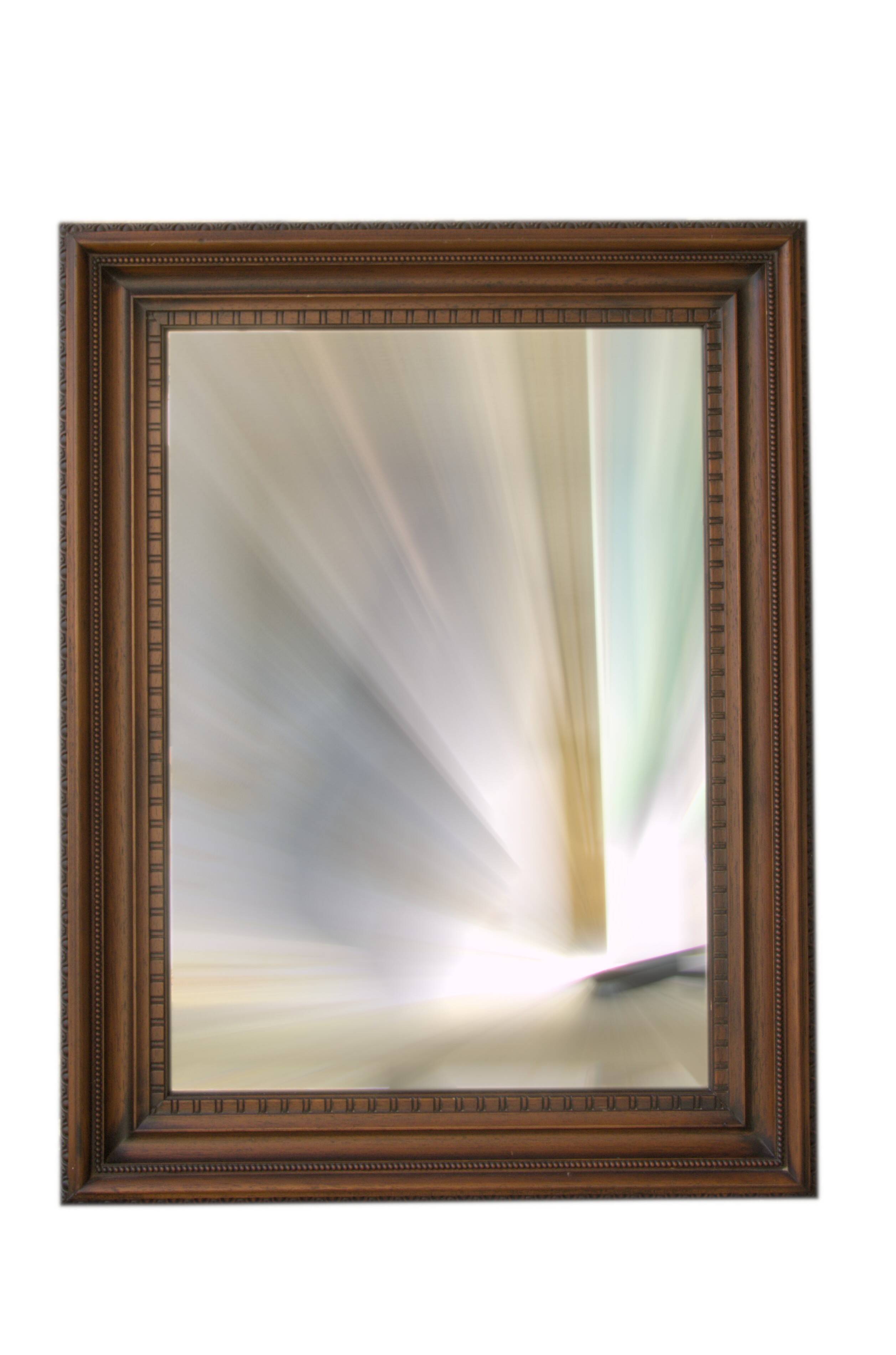 Vertical mirror, bevelled glass and carved wooden frame, 68x88cm