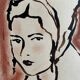 Painting signed Indian ink and pastel female portrait “study with headdress”