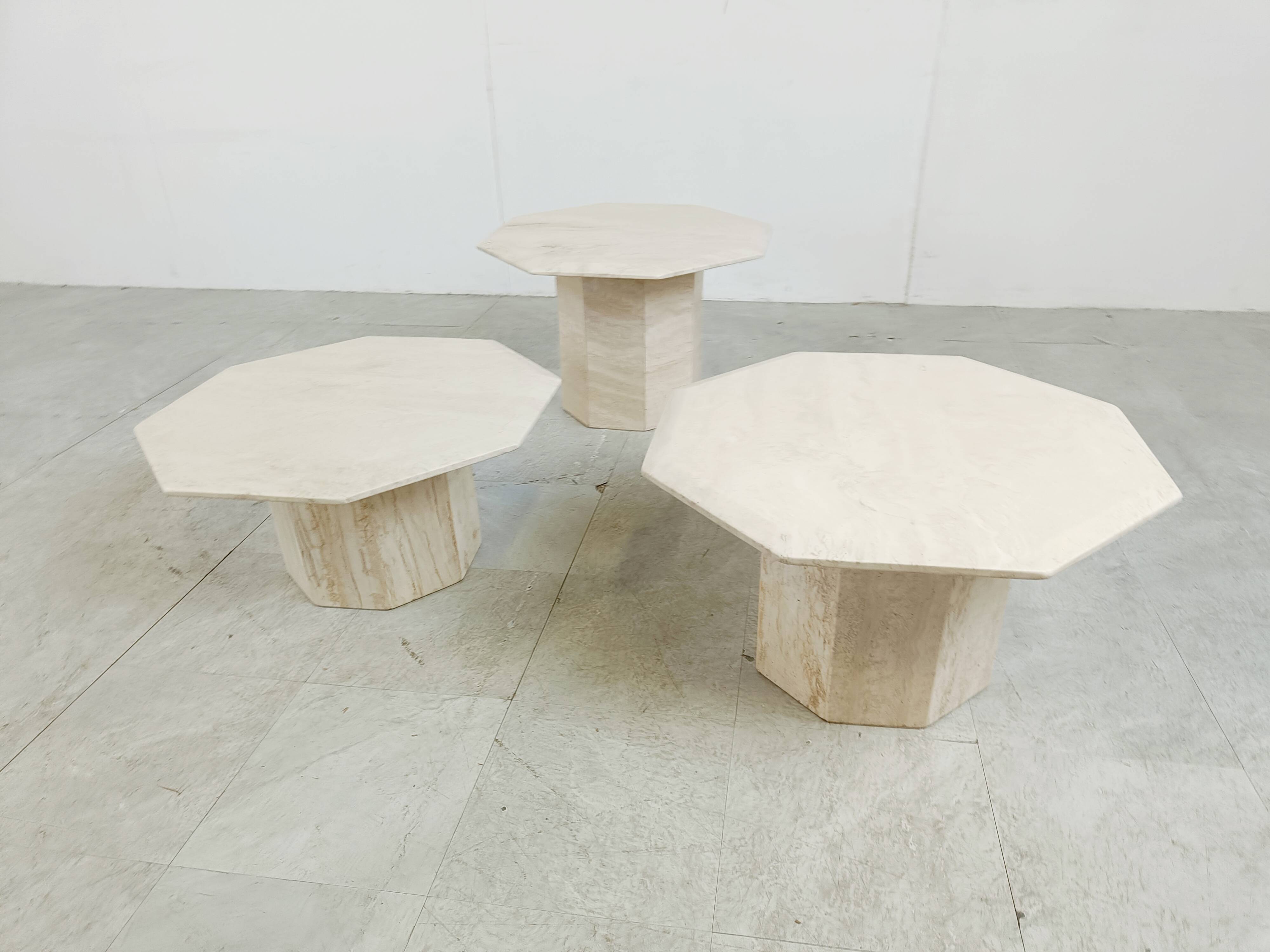 Vintage travertine nesting or side tables, 1970s