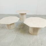 Vintage travertine nesting or side tables, 1970s