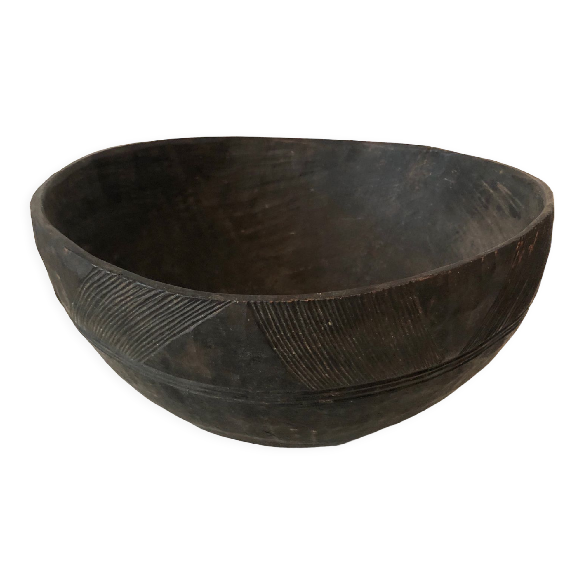 Pot sculpté bois noir africain