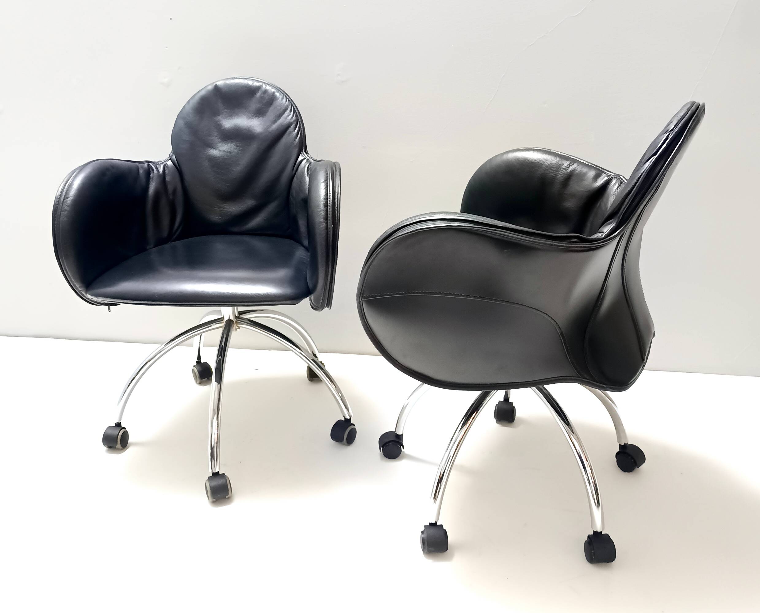 Black Leather Incisa Office Chair by Vico Magistretti for De Padova, 1992